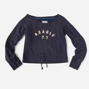 Y2k Navy American eagle off the shoulder sweatshirt